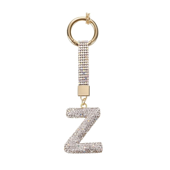 Trendy Rhinestones Embellished Key Holder, English Character Alloy Keyrings Ornament for Office Workers and Teens