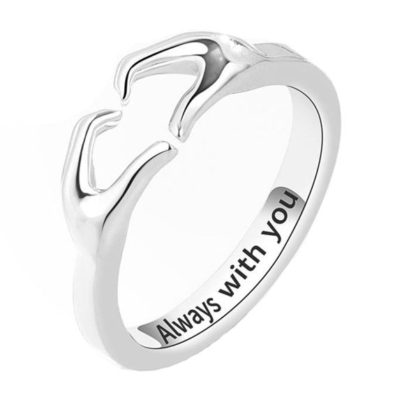 Trendy Romantic Adjustable Open Heart Couple Rings for Women - Matching Love Jewelry, Valentine’s Day Gift, Stackable & Versatile Design with Heart Hands Symbol