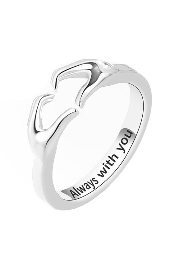 Trendy Romantic Adjustable Open Heart Couple Rings for Women - Matching Love Jewelry, Valentine’s Day Gift, Stackable & Versatile Design with Heart Hands Symbol