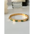 thumbnail image 1 of Trendy Round Circular Cuff Bangle Bracelets For Women Elegant Green White Color Zircon Inlaid Jewelry Noeud Armband Pulseiras, 1 of 4