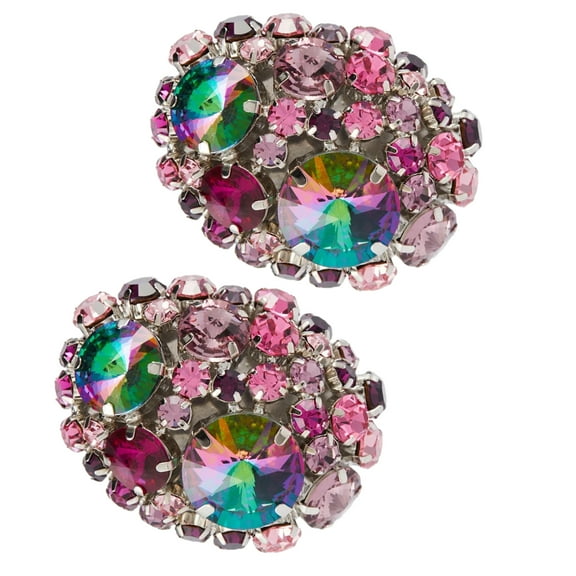 Trendy Round Crystal Ear Clips Sparkling Rhinestone Earrings Dazzling Non Pierced Earring Versatile Accessory for Women