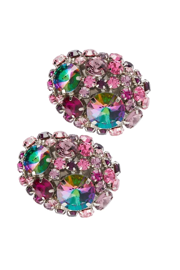 Trendy Round Crystal Ear Clips Sparkling Rhinestone Earrings Dazzling Non Pierced Earring Versatile Accessory for Women