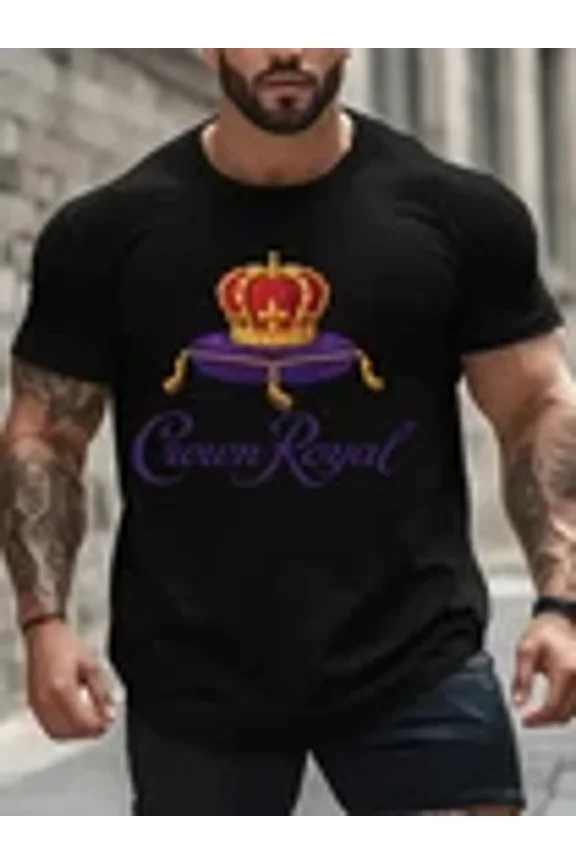 Trendy Royal Crown Brand Whiskey Logo Graphic Plus Size Unisex T-Shirt Z1367, for Men & Women, up to Size 5XL
