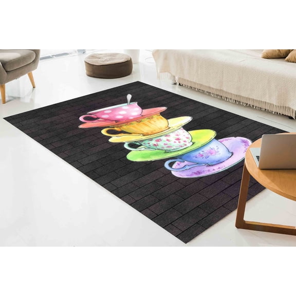Trendy Rug, Wall Hanging Rug, Housewarming Gift, Coffee Lover Rugs, Kitchen Rugs, Modern Rug, Door Mat, Hallway Rug, Round Rug, Popular Rug, 3.3'x9.2' - 100x280 cm