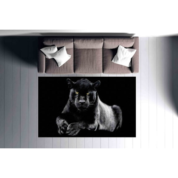 Trendy Rugs, Personalized Gifts Rug, Easy to Clean Rugs, Black Cat Rugs, Jaguar Rug, Animal Rug, Accent Rug, Living Room Rug, Loft Rug, 2'x3' - 60x90 cm