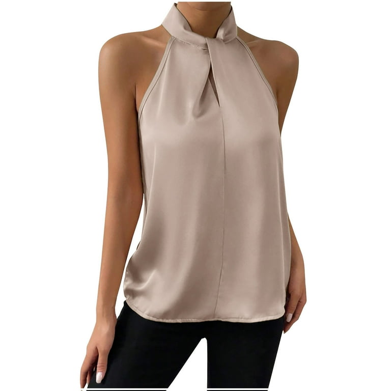 Chiffon Halter Flounced Loose Solid Color T-shirts Chiffon Halter Flounced Loose Solid Color T-shirts