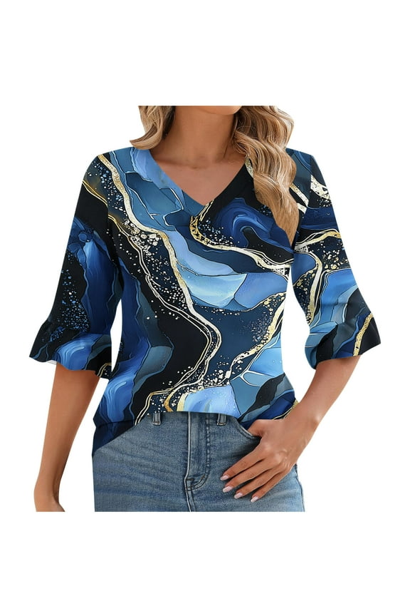 Fall T Shirts Women's Shirts and Blouses 3/4 Sleeve White Tshirt Women Women's Blouse My Items Ordered Fashion Gifts