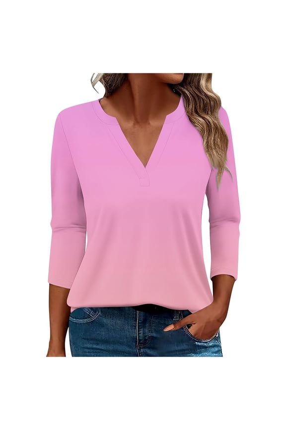 Spring Top Womens Shirts Casual Trendy Women 3/4 Sleeve Tops Spring Womens Blouses Fashion Gifts