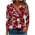 thumbnail image 1 of Shirts for Women Round Neck Women's Tops Fall Womens 3/4 Sleeve Tops Blouses Casual Boho My Reorder List Fashion Gifts, 1 of 6
