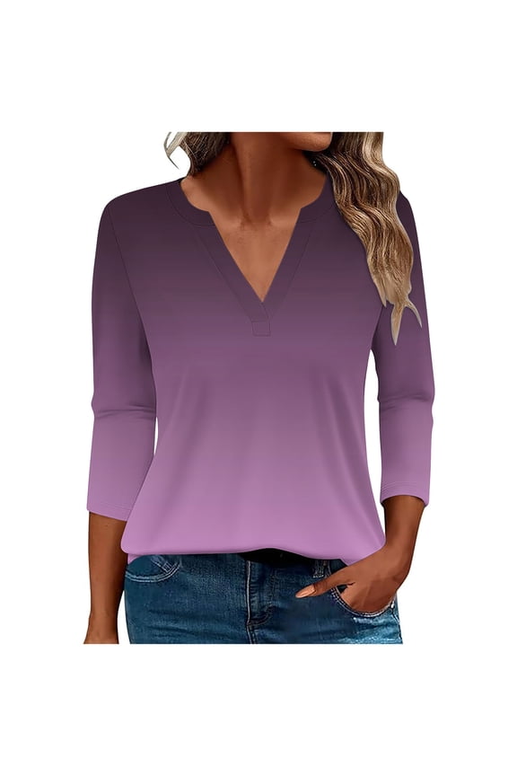 Women's Spring Blouses with Sleeves Womens Shirt Casual Tops for Women 3/4 Sleeve Blouses reorders Fashion Gifts