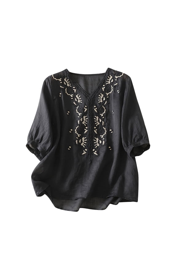 Womens Spring Blouses Womens Tops 3/4 Sleeve Tops for Women Loose Fit Womens Blouses My Items Ordered Fashion Gifts