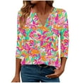thumbnail image 1 of Womens Spring Tops Womens Tops Trendy Work Womens Tops 3/4 Length Sleeves Women's Blouses Work Spring New Arrivals Fashion Gifts, 1 of 7