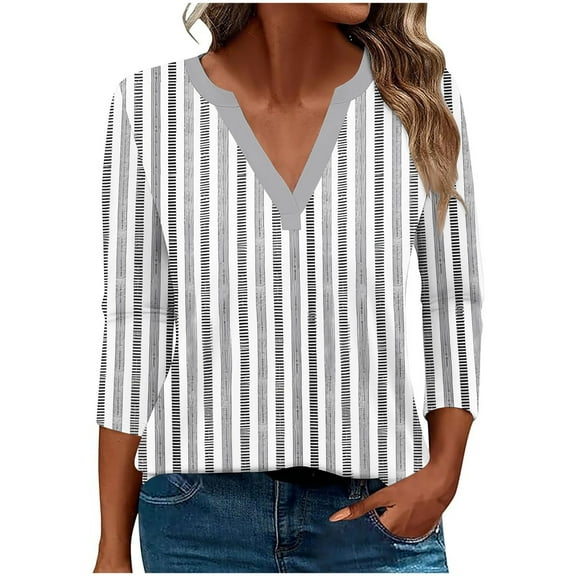 Womens Tops Loose Fit Women's Shirts 3/4 Sleeve Shirts Womens Blouses Fall 2025 My Items Ordered Fashion Gifts