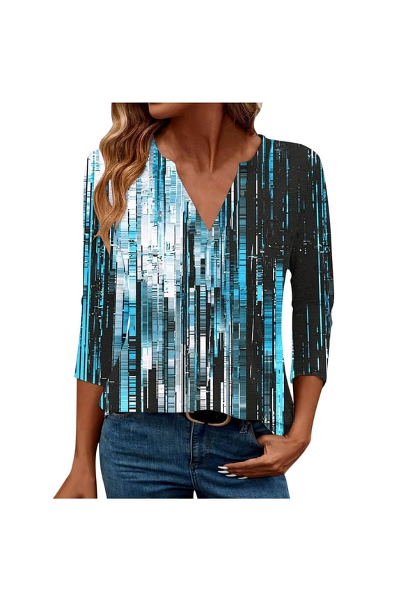 Womens Tops Loose Fit Women's Tops and Blouses 3/4 Length Sleeve Womens Tshirt Womens Blouses for Work My Items Ordered Fashion Gifts
