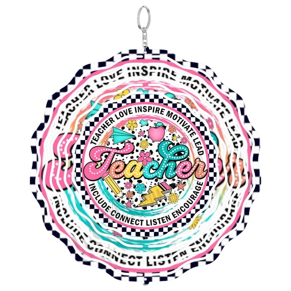 Trendy School Teacher 3D Wind Spinner, Sublimation Design, Classroom Appreciation Gift