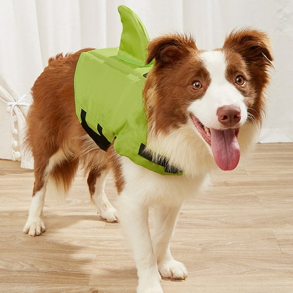 Trendy Shark Fin Pet Life Jacket With Adjustable Straps Lightweight Green XS