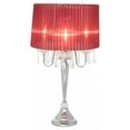 thumbnail image 1 of Trendy Sheer Red Shade Table Lamp with  Hanging Crystals, 1 of 1