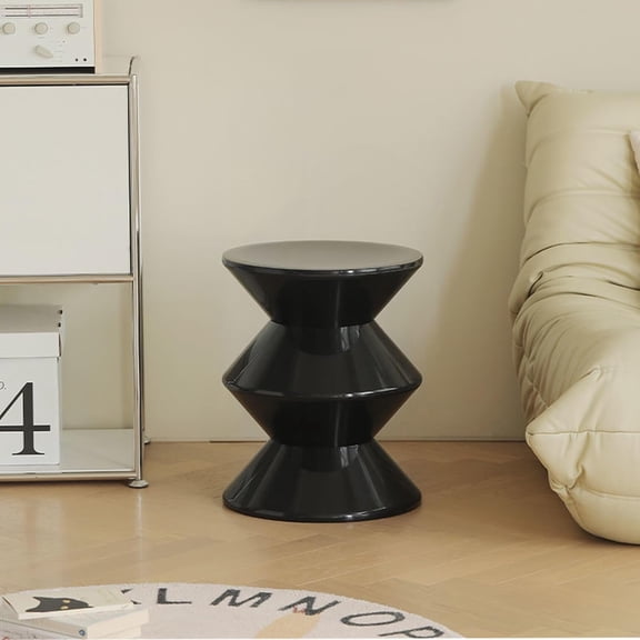 Trendy Side Table, Funky Sofa Stool Small Night Stand for Couch, Sofa, Boho Decor End Table for Coffee Patio Living Room Outdoor Apartment (Black, 3 Layer)