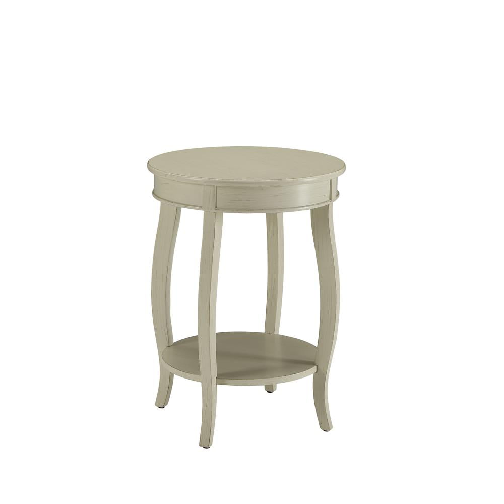 Aberta Round Red Wooden Side Table with Cabriole Leg and Shelf