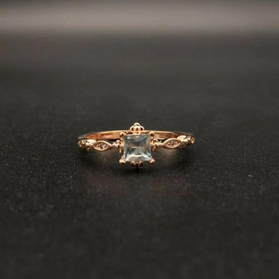 Trendy Silver Jewelry Rings Blue Zircon Gemstone Finger Ring For Women Wedding Engagement Party Gifts