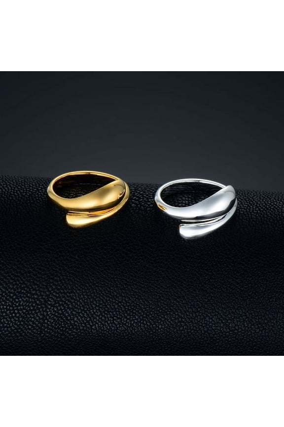 Trendy Simple Ring For Girls 14K Yellow Gold Wedding Band Women Jewelry Accessories W595