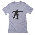 thumbnail image 1 of Trendy Skateboarding Jump Trick Ollie Silhouette Men's Grey T-Shirt, 1 of 2