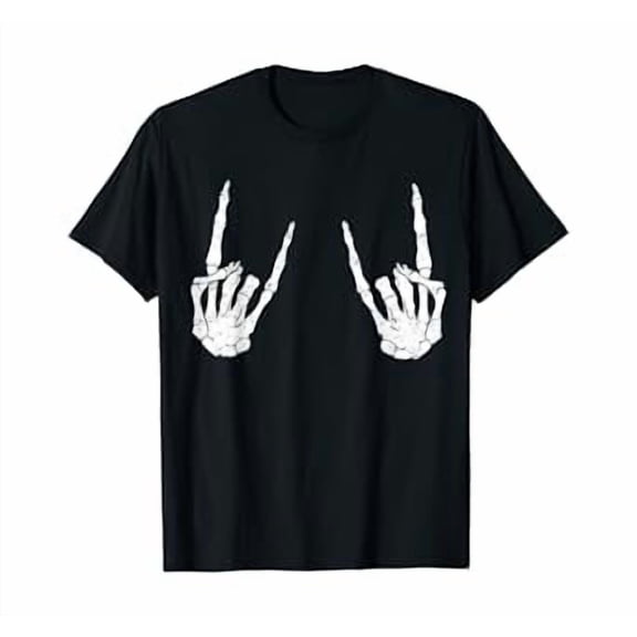 Trendy Skeleton Rocker Graphic T Shirt