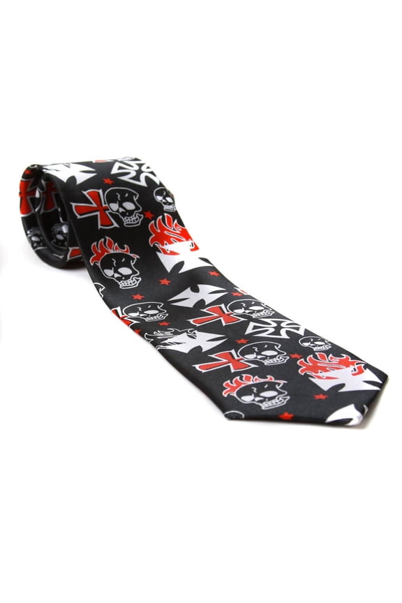 Trendy Skinny Tie - Black White Red West Coast Choppers Biker