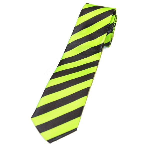 Trendy Skinny Tie - Diagnal Striped Green and Black