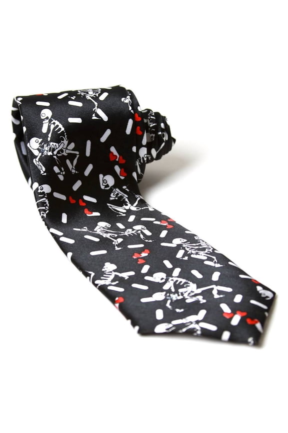 Trendy Skinny Tie - Sexy Skeletons Doing Sexy Things