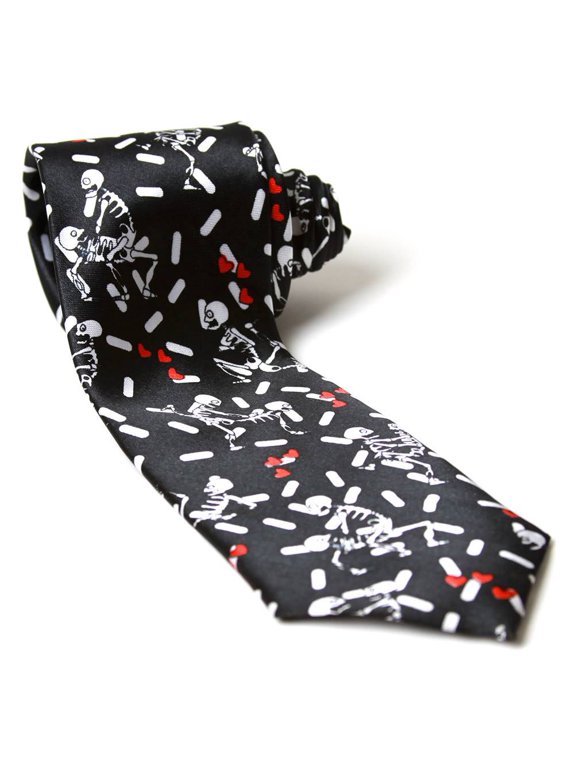 Trendy Skinny Tie - Sexy Skeletons Doing Sexy Things