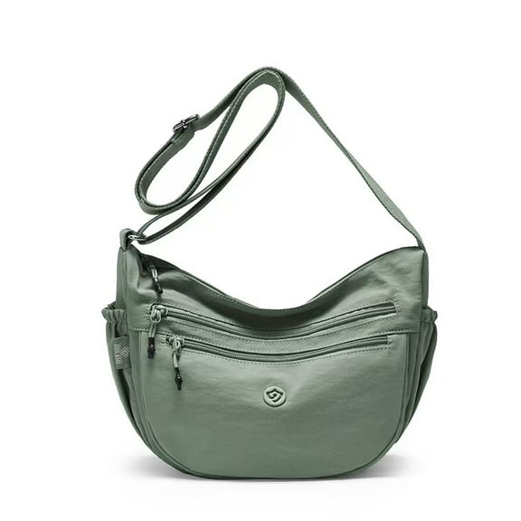 Trendy Small Crescent Bag Nylon Crossbody Bags for Women Lightweight Hobo Luna Bag Multi-Pocket Shoulder Crossbody Purses