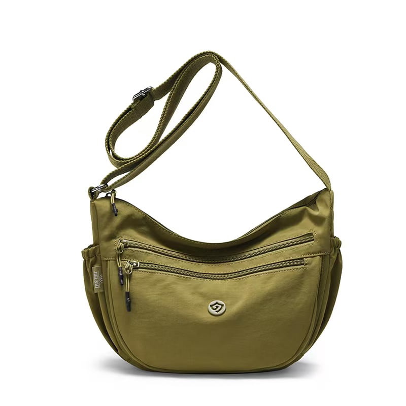 Trendy Small Crescent Bag Nylon Crossbody Bags for Women Lightweight Hobo Luna Bag Multi-Pocket Shoulder Crossbody Purses