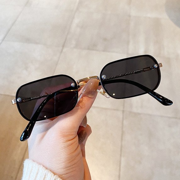Womens Square Sunglasses Trendy Small Frame Vintage Metal Frame UV400 Protection PC Lens Colorful Street Style