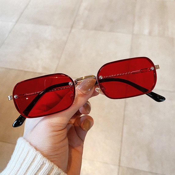 Womens Square Sunglasses Trendy Small Frame Vintage Metal Frame UV400 Protection PC Lens Colorful Street Style