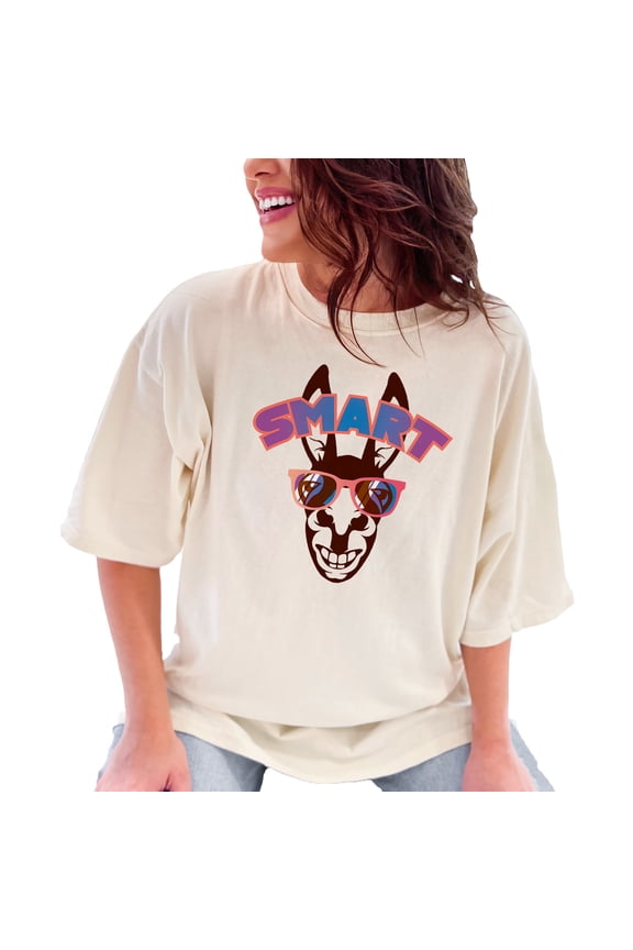 Trendy Smart Donkey Wearing Sunglasses, Ivory Comfort Colors T-Shirt, Small