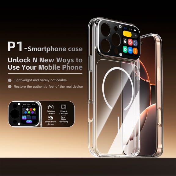 Trendy Smart Screen Phone Case with Live Preview, Voice Recorder & Colorful LED, Fashion Protective Back Cover