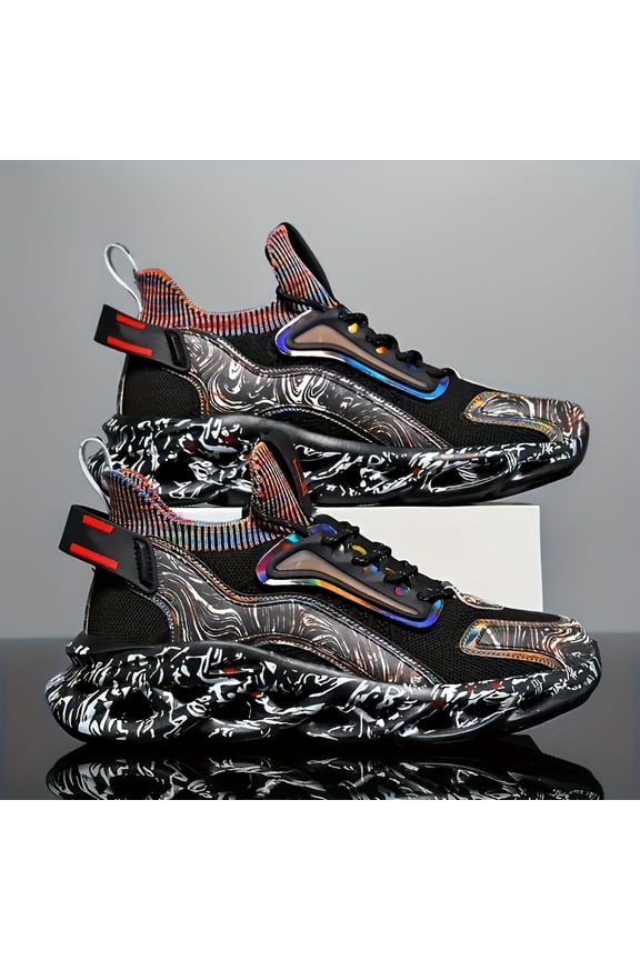 Trendy Sneakers for Men Featuring Graffiti Designs, with Breathable Materials And Soft Soles for Shock Absorption, Ideal for Outdoor Training, Hiking, And Travel