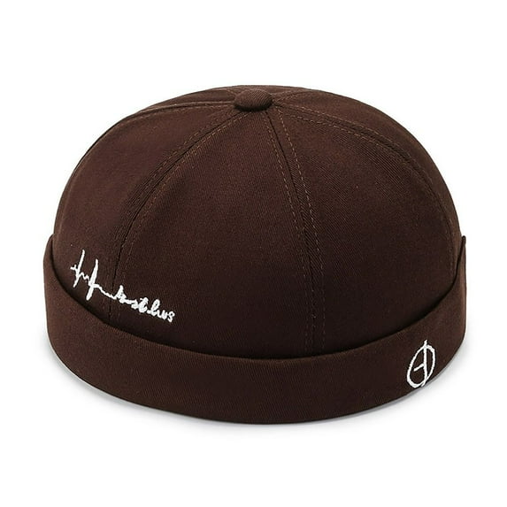 Trendy Solid Color Wear All Seasons Street Style Cotton Docker Cap Brimless Hip Hop Hats Landlord Hat Beanie Hats COFFEE