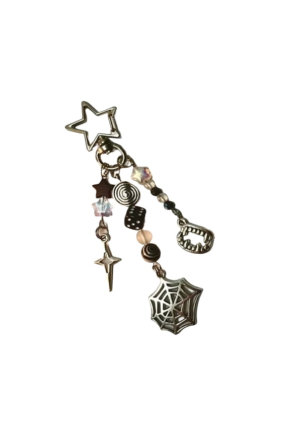 Trendy Spiders Web/Spirals Star Beadwork Keychain Lightweight Holder Teens Girls Unique Daily Accessory