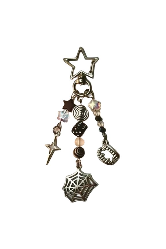 Trendy Spiders Web/Spirals Star Beadwork Keychain Lightweight Holder Teens Girls Unique Daily Accessory