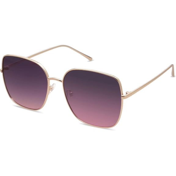 Trendy  Square Metal Frame Sunglasses for Women Men Retro Big Flat Lens UV Protection Sunglasses SJ1146