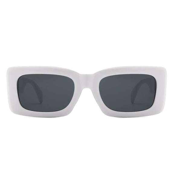 Trendy Square Sunglasses, White Frame with Dark Gray Lenses