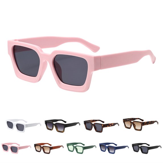 Trendy Square Sunglasses for Men Women Fashion Thick Rectangle Sun Glasses UV Protection Shades Designer Style