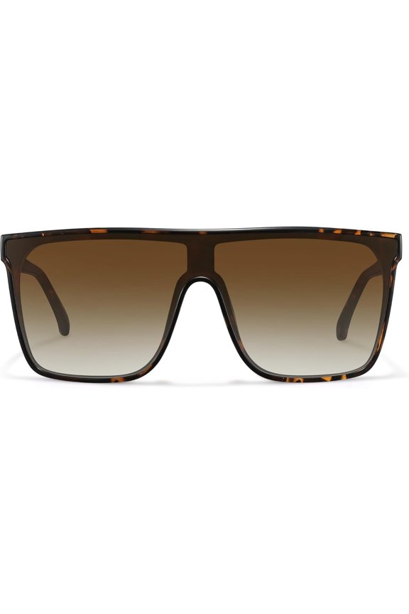 Trendy Square Sunglasses for Women Men Retro Flat Top Shield Sun Glasses UV Protection Once Lens