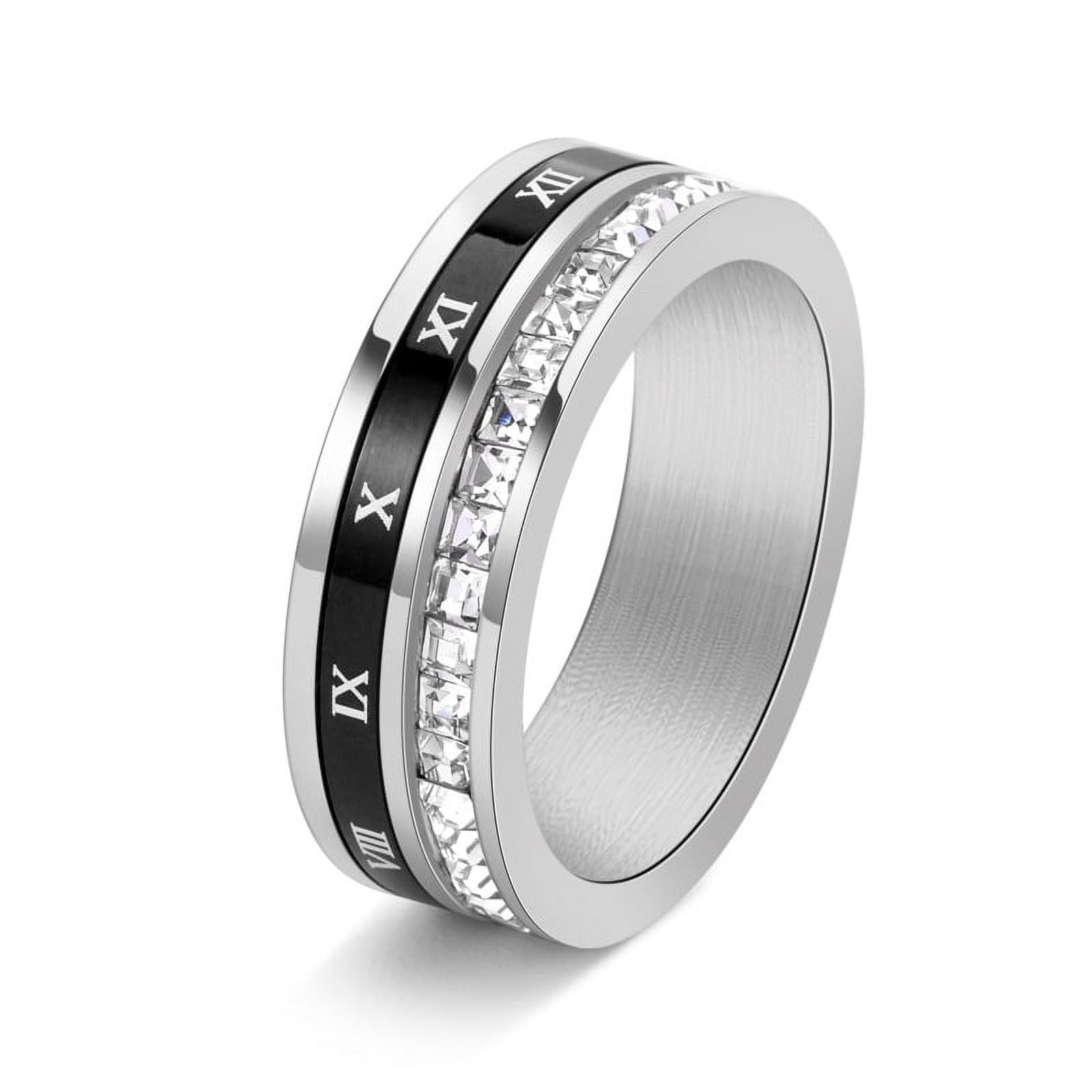 Trendy Stainless Steel Roman Numeral Rotatable Single Row Square