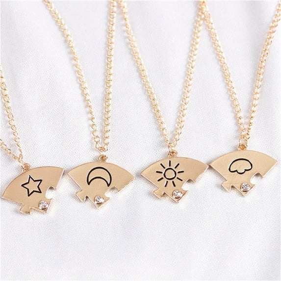 Trendy Stars-Moon-Sun-Clouds Splice Necklace - Best Friend & Couple Sweater Chain Accessory, Stylish Alloy Pendant for Everyday Wear