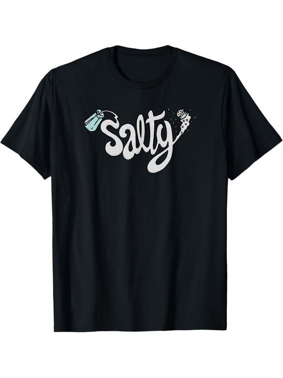 Trendy Stay Salty Retro Text Logo T-Shirt men and women can wear, black, white, gifts