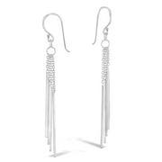 Trendy Stranded Stick Drop .925 Sterling Silver Dangle Earrings