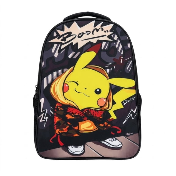 Trendy Street Style Yellow Anime Character Print Backpack, 1-Piece Water-Resistant Lightweight Daypack, Fits Books & Laptops, Multi-Pocket Daily Commute & Travel Bag